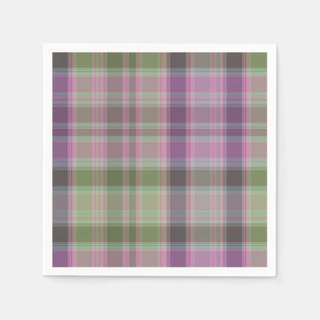 Green, lilac classic tartan. napkins (Front)