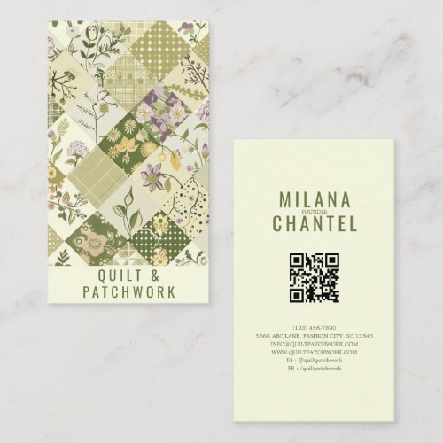 Green Lilac Quilt Patchwork Handmade Clothing Business Card
