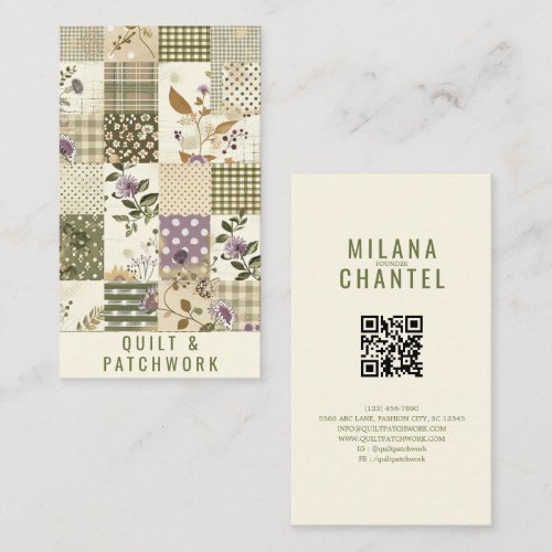 Green Lilac Quilt Patchwork Handmade Clothing Business Card