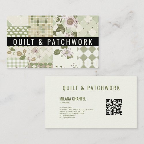 Green Lilac Quilt Patchwork Handmade Clothing Business Card