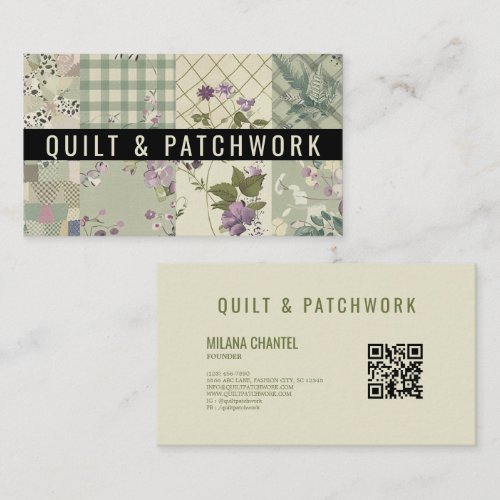 Green Lilac Quilt Patchwork Handmade Clothing Business Card