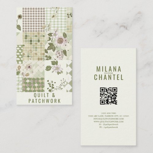 Green Lilac Quilt Patchwork Handmade Clothing Business Card