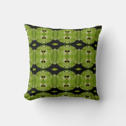 green lily pad pattern abstract black back throw pillow