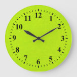 Green Lime Abstract Art Painting Large Clock at Zazzle
