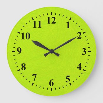 Green Lime Abstract Art Painting Large Clock by NhanNgo at Zazzle