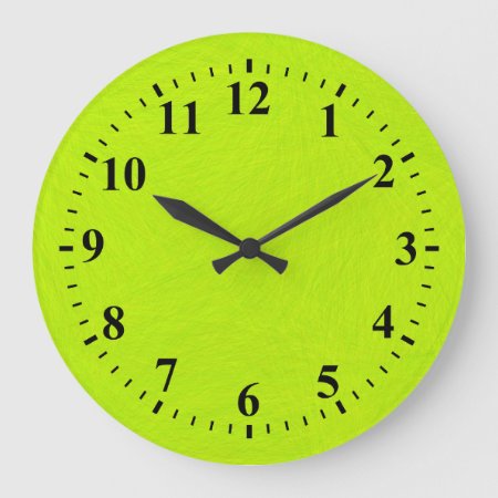 Green Lime Abstract Art Painting Large Clock