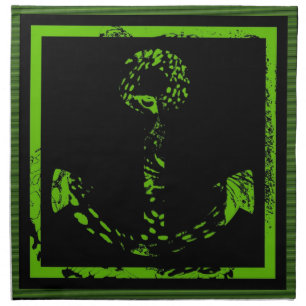 Green Lime Anchor Fine Art Cloth Napkin