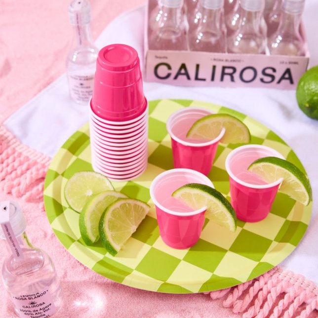 Green + Lime Checkered Party Paper Plates (Creator Uploaded)