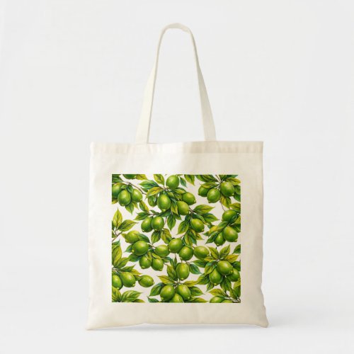 Green Lime Citrus Botanical Pattern Tote Bag