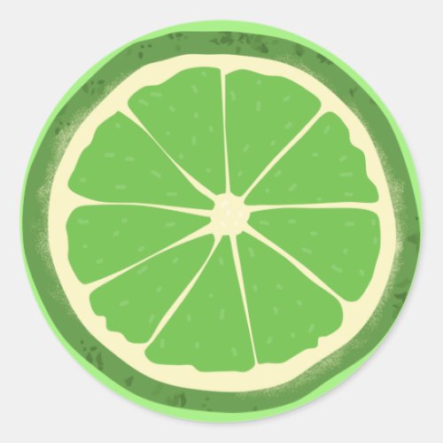 Green lime citrus fruit slice    classic round sticker