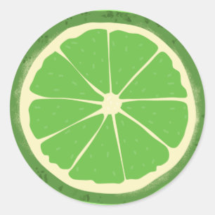 Green lime citrus fruit slice classic round sticker