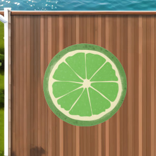 Green lime citrus fruit slice outdoor rug