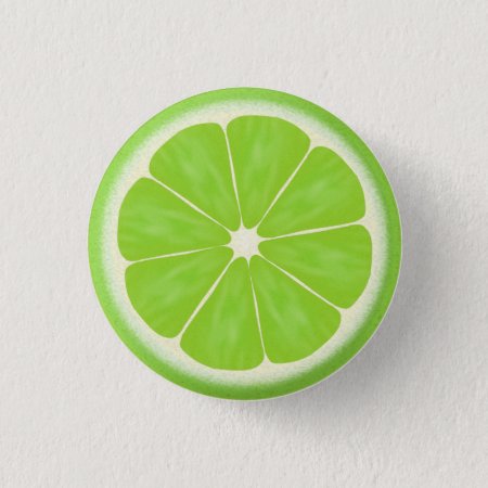 Green Lime Citrus Fruit Slice Pinback Button
