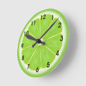 Green Lime Citrus Fruit Slice Round Clock | Zazzle