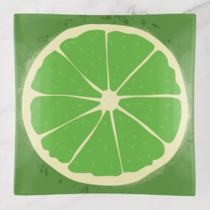 Green lime citrus fruit slice trinket tray