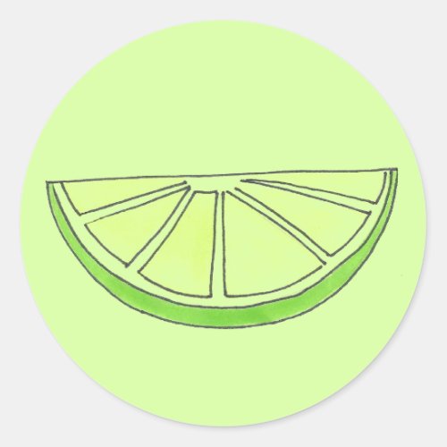 Green Lime Citrus Fruit Slice Wedge Stickers