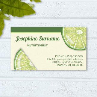 Green Lime Citrus Fruit Slices Nutritionist Business Card