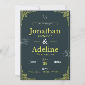 Green Lime Elegant Wedding Invitation