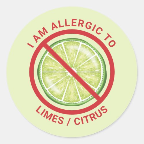 Green Lime Fruit Citrus Food Allergy Awareness Classic Round Sticker