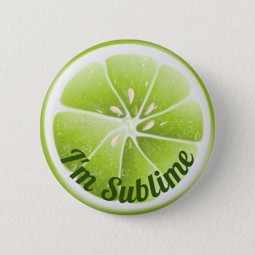 Green Lime Fruit Slice Button