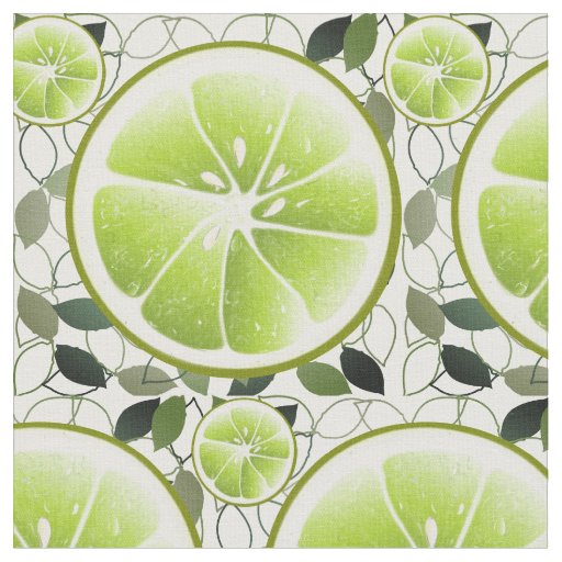 Green Lime Fruit Slice Fabric
