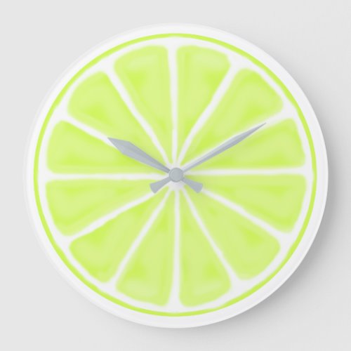 Green Lime Fruit Slice Large Clock