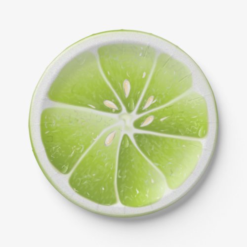 Green Lime Fruit Slice Paper Plates