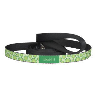 Green Lime Fruit Slices Pattern & Custom Pet Name Leash