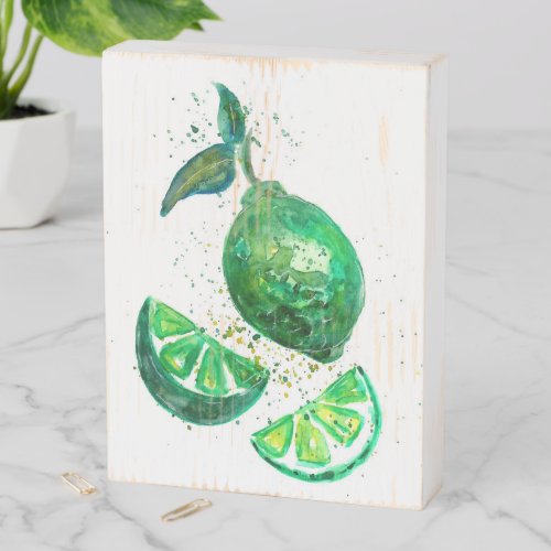 Green Lime Fruits Wooden Box Sign