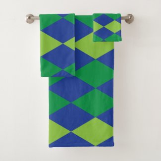 Green Lime Green Diamond Checkered Pattern