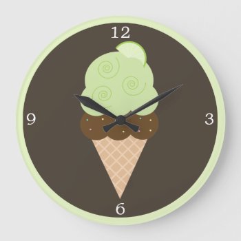 Green Lime Ice Cream Cone Large Clock by heartlockedhome at Zazzle