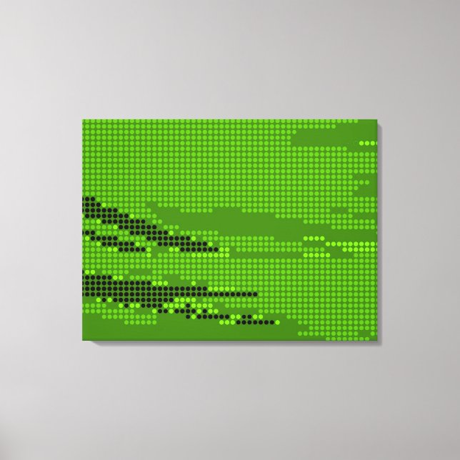 GREEN LIME NEON RETRO DOTS ART CANVAS PRINT (Front)