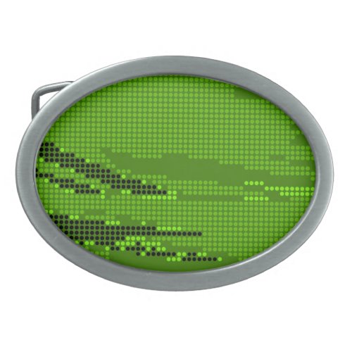 GREEN LIME NEON RETRO DOTS ART OVAL BELT BUCKLE