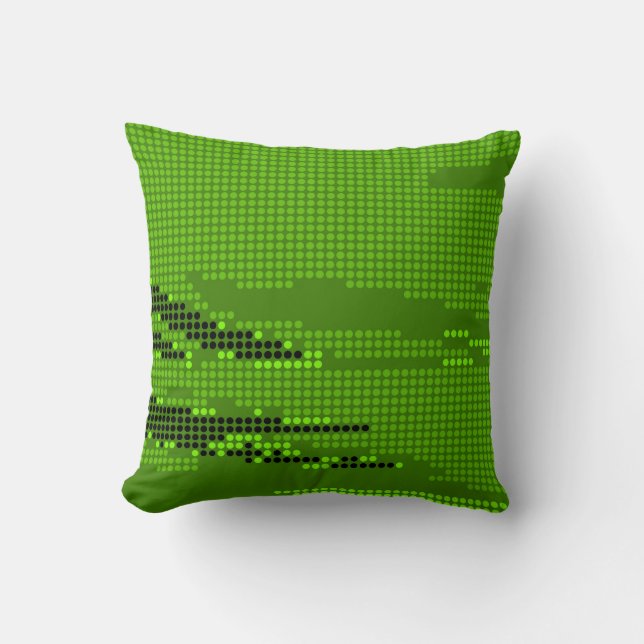 GREEN LIME NEON RETRO DOTS ART THROW PILLOW (Front)
