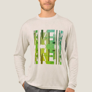 Green Lime Olive Patterned MCM Look Abstract Art Tri-Blend Shirt