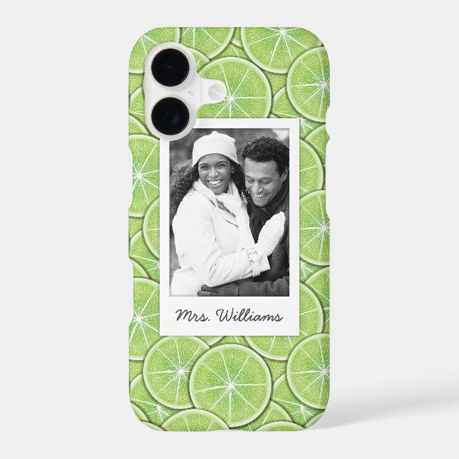 Green Lime Pattern | Add Your Photo Iphone Case (Back)