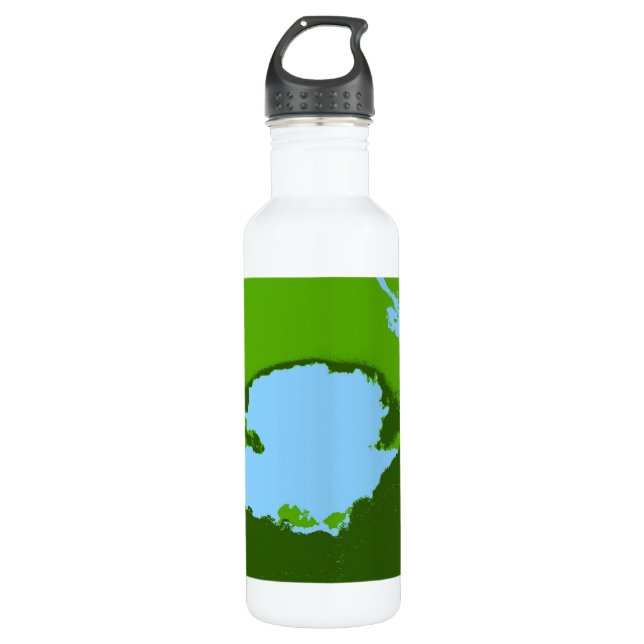 Green lime Retro Paint Abstract Art Deco Water Bottle (Front)