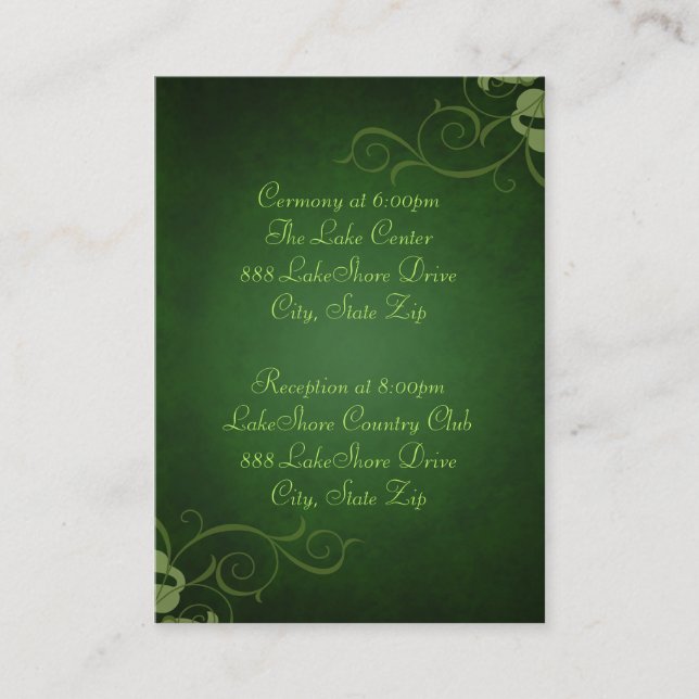 Green & Lime Scroll Guest Info Business Card (Front)