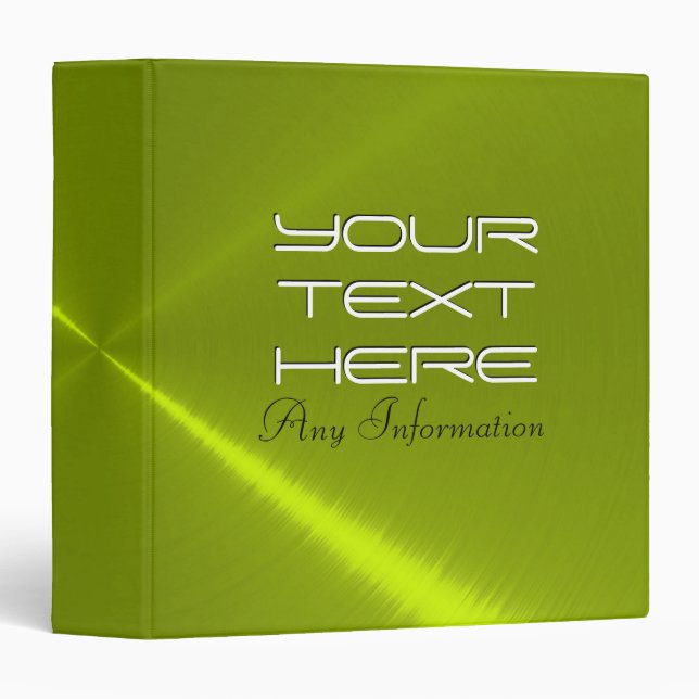 Green lime shiny stainless steel metal binders (Front/Spine)