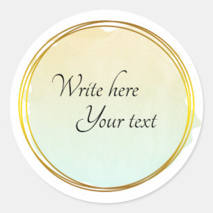 Green Lime Watercolour Circle Gold Elegant Classi Classic Round Sticker