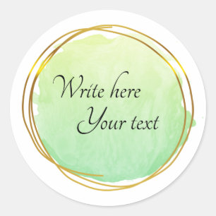 Green Lime Watercolour Circle Gold Elegant  Classi Classic Round Sticker