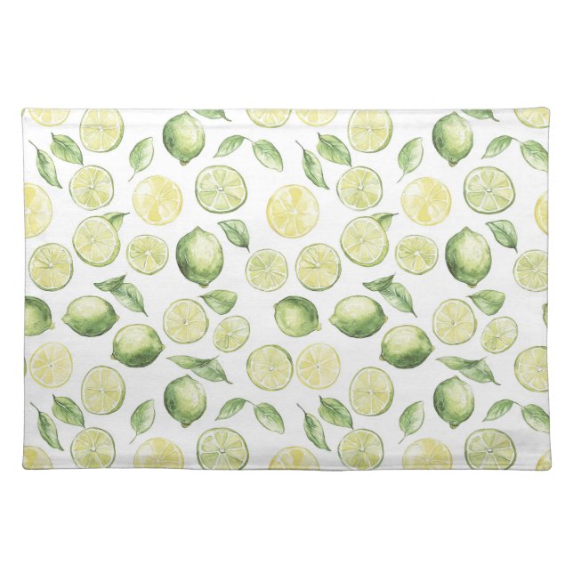 Green Limes Leaves Fruit Cloth Placemat (Front)