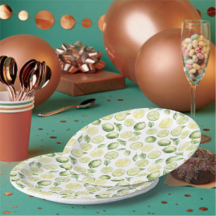 Green Limes Leaves Fruit Paper Plates