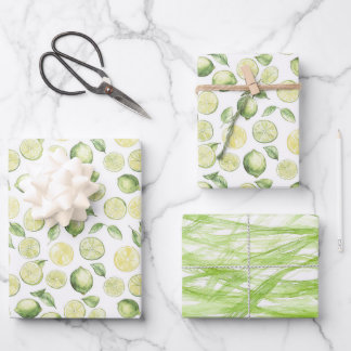 Green Limes Leaves Fruit Wrapping Paper Sheets