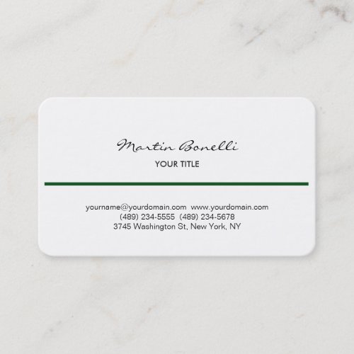 Green Line Black White Handwriting Business Card