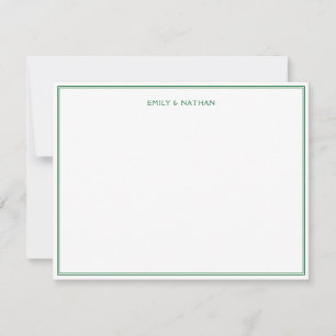 Green Line Border Couple Wedding Engagement Custom Note Card