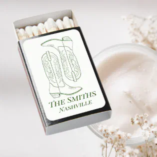 green Line Drawing Cowboy Boots  Matchboxes