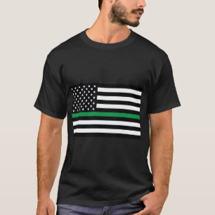 Green line flag, American flag with Green stripe T-Shirt