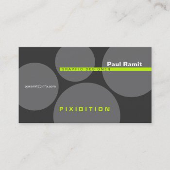Green Line & Grey Circle Retro Business Card by pixibition at Zazzle