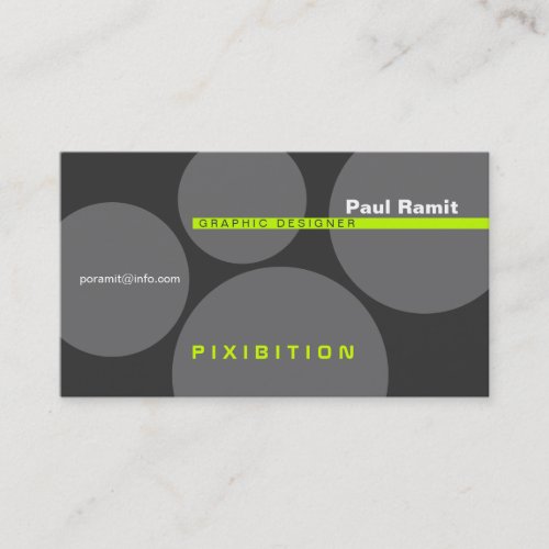 Green Line &amp; Grey Circle Retro Business Card